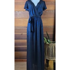 ModCloth Fairy Gunge Whimsigoth Witchy Sheer Metallic Pleated Wrap Maxi Dress M